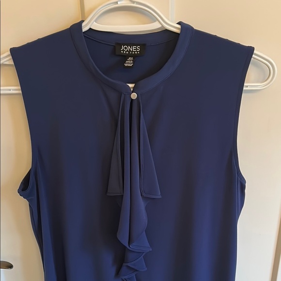 Jones New York Ruffle Front Blue Sleeveless Top, size S - Picture 8 of 9